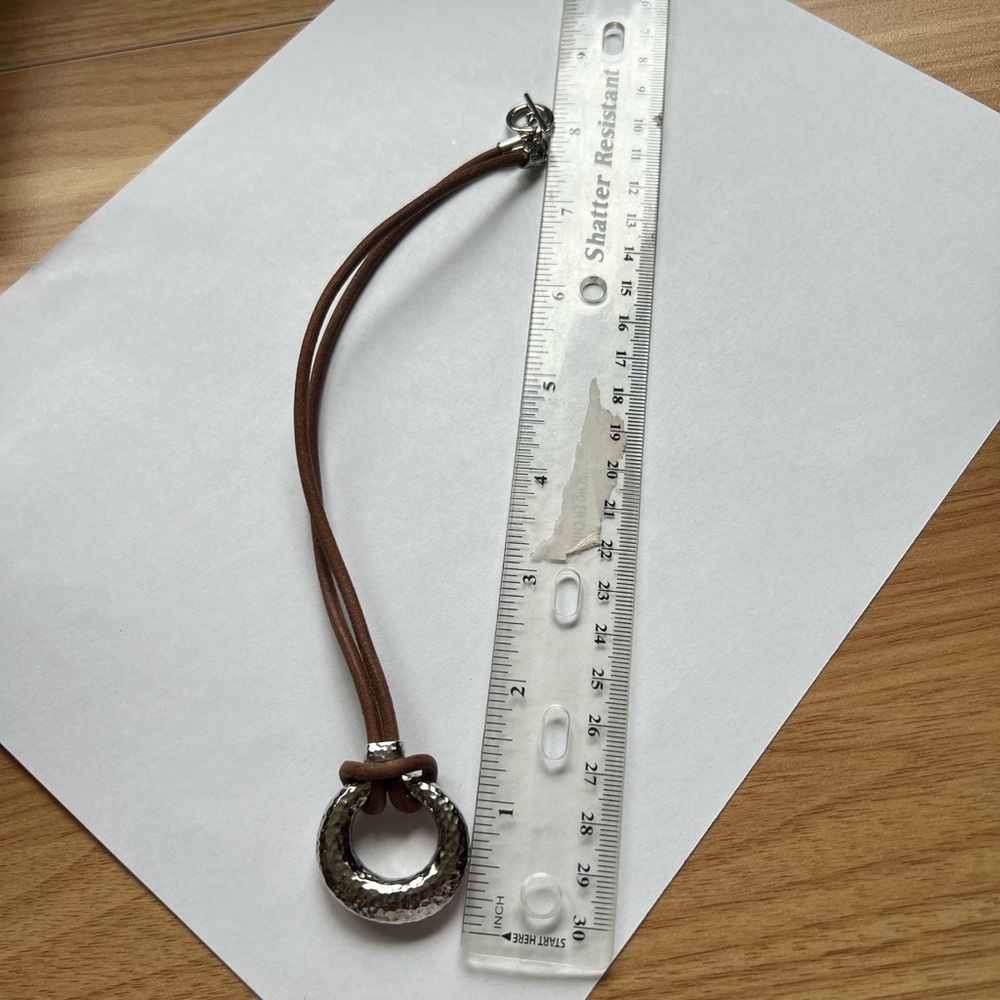 Ralph Lauren Toggle Necklace - Silver & Leather - Picture 6 of 10